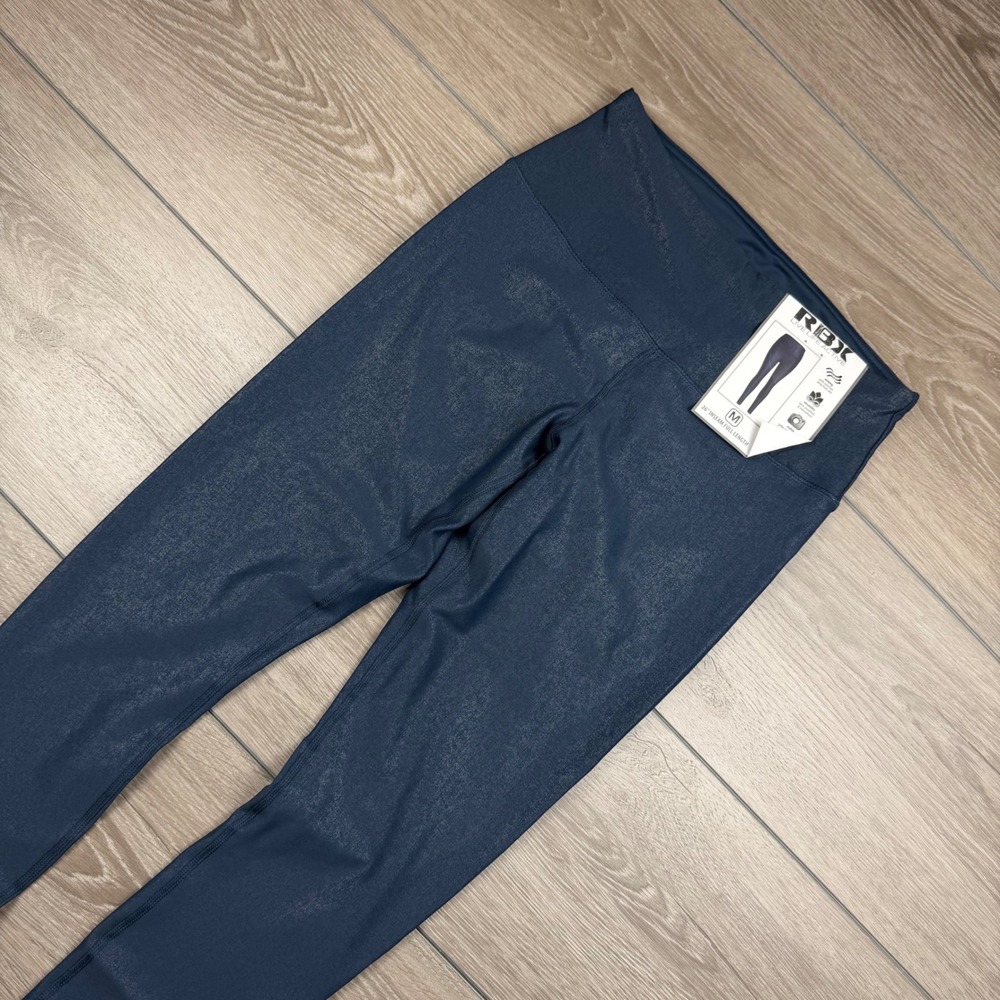 RBX Women Leggings High Waist Shimmer Active Navy Blue M